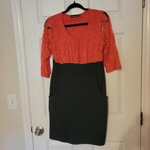 Vintage Mesmerized coral and black dress, size XL